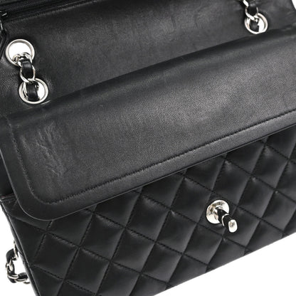 Chanel 2013-2014 Black Lambskin Medium Classic Double Flap Shoulder Bag