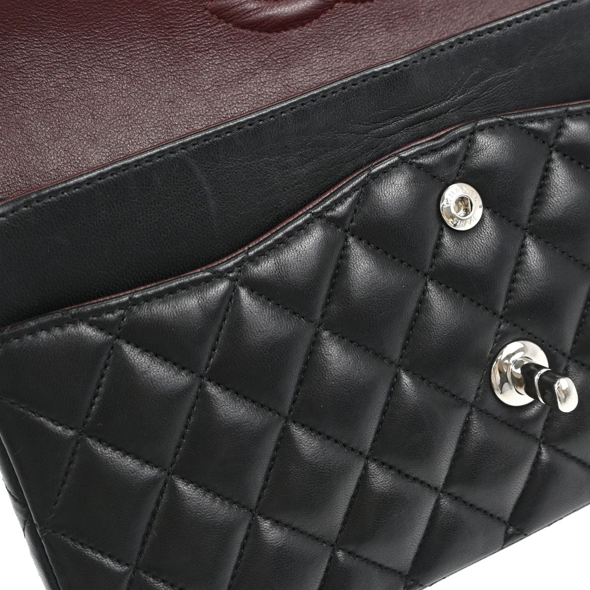 Chanel 2013-2014 Black Lambskin Medium Classic Double Flap Shoulder Bag