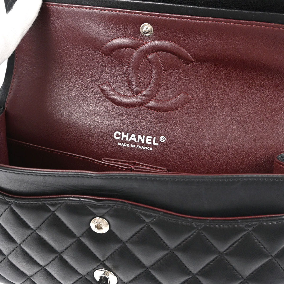 Chanel 2013-2014 Black Lambskin Medium Classic Double Flap Shoulder Bag