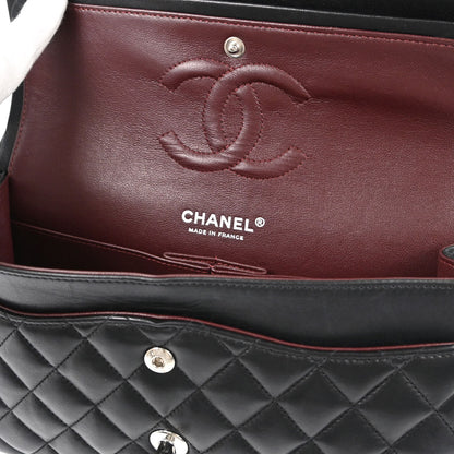 Chanel 2013-2014 Black Lambskin Medium Classic Double Flap Shoulder Bag