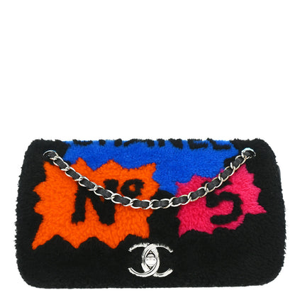 Chanel Black Shearling Supermarket Comic Flap Bag