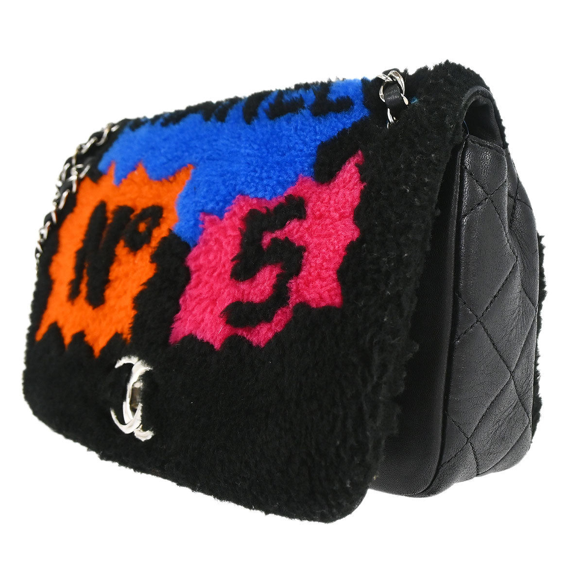 Chanel Black Shearling Supermarket Comic Flap Bag
