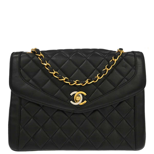 Chanel Black Lambskin Paris Shoulder Bag