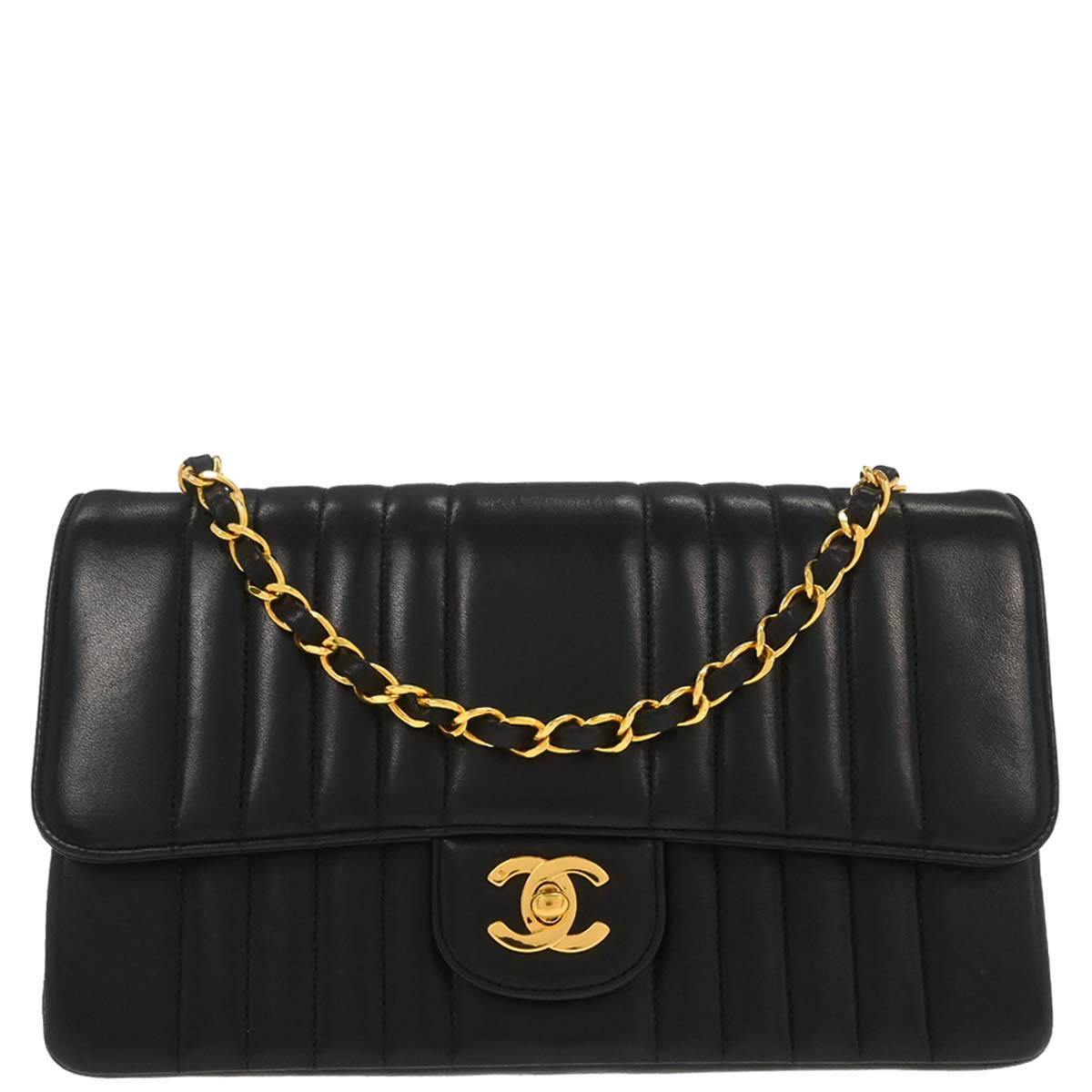 Chanel Black Lambskin Mademoiselle Single Flap Shoulder Bag
