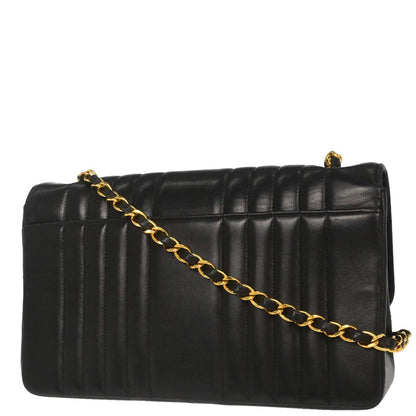 Chanel Black Lambskin Mademoiselle Single Flap Shoulder Bag