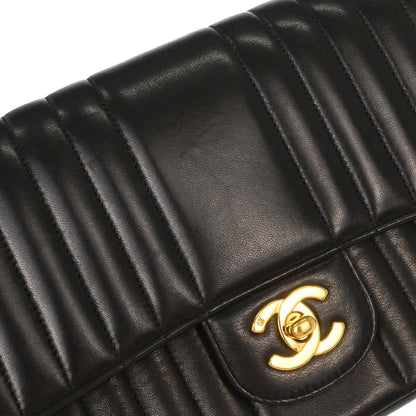 Chanel Black Lambskin Mademoiselle Single Flap Shoulder Bag