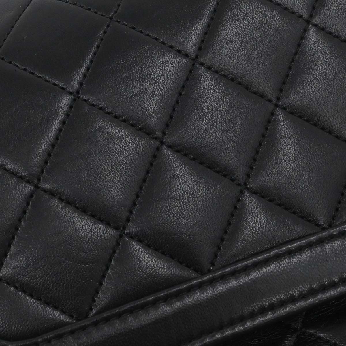Chanel 1989-1991 Black Lambskin Straight Flap Shoulder Bag