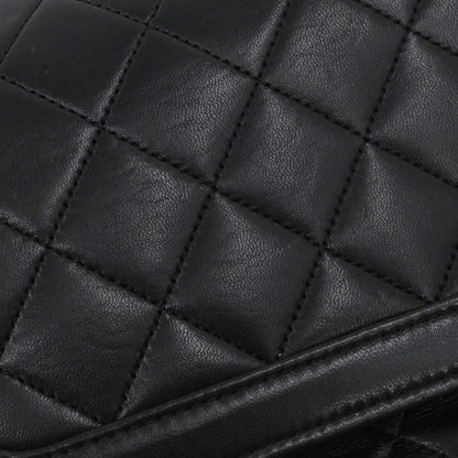 Chanel 1989-1991 Black Lambskin Straight Flap Shoulder Bag