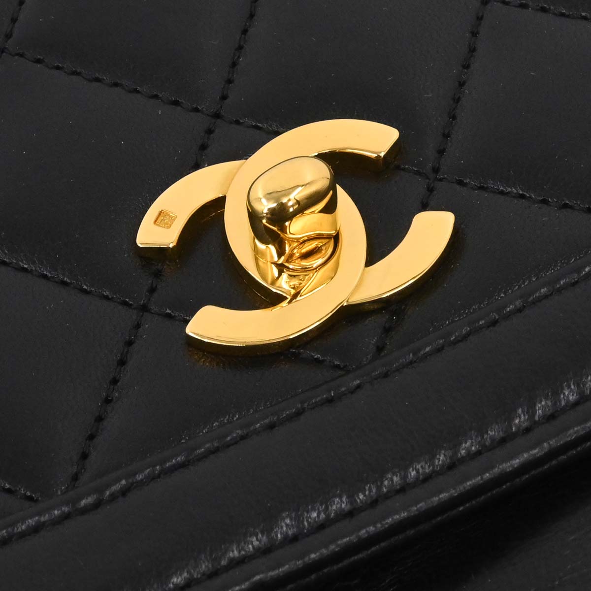Chanel 1989-1991 Black Lambskin Straight Flap Shoulder Bag
