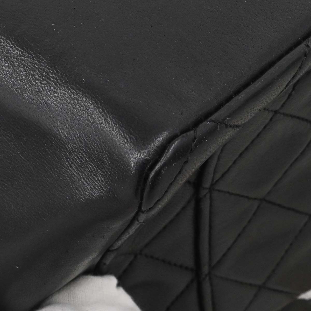 Chanel 1989-1991 Black Lambskin Straight Flap Shoulder Bag