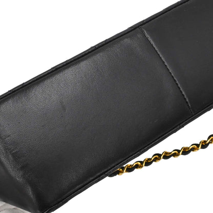 Chanel 1989-1991 Black Lambskin Straight Flap Shoulder Bag