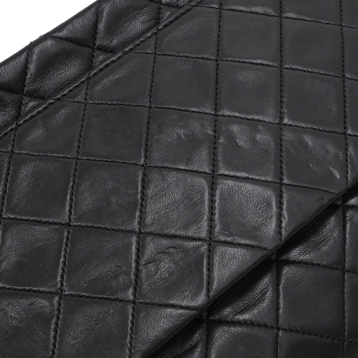 Chanel 1989-1991 Black Lambskin Straight Flap Shoulder Bag