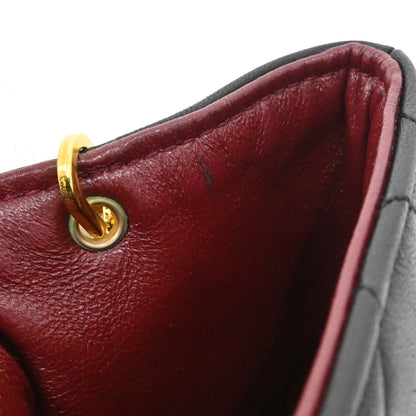 Chanel 1989-1991 Black Lambskin Straight Flap Shoulder Bag