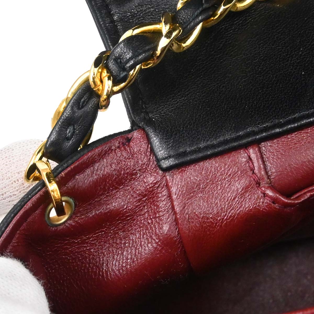 Chanel 1989-1991 Black Lambskin Straight Flap Shoulder Bag