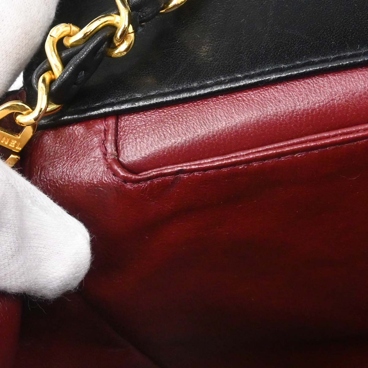 Chanel 1989-1991 Black Lambskin Straight Flap Shoulder Bag