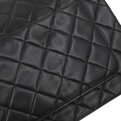 Chanel Black Lambskin Straight Flap Shoulder Bag