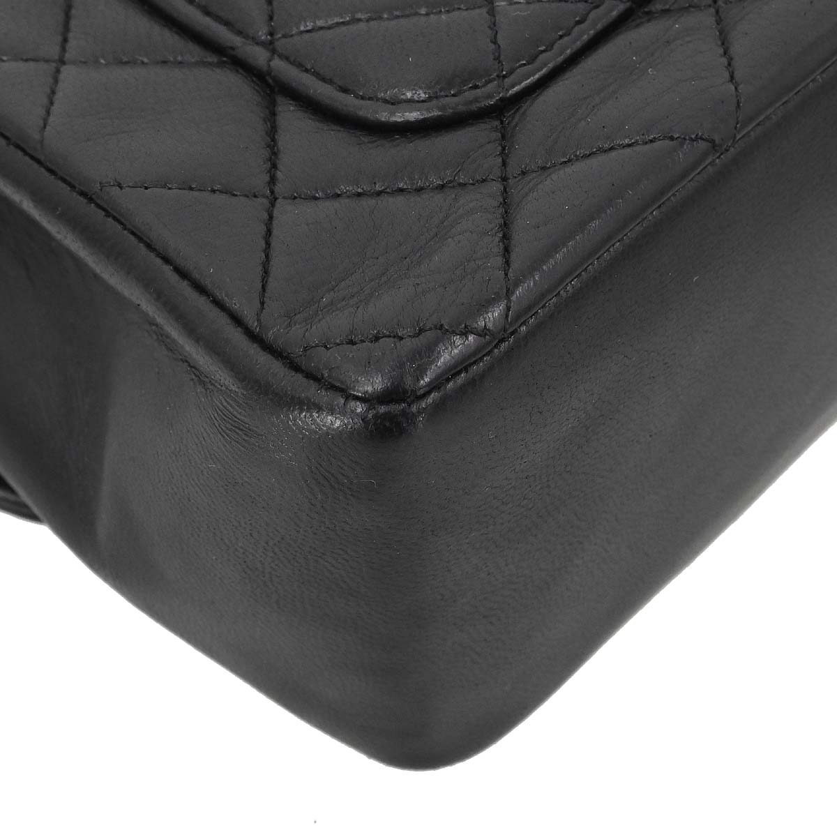 Chanel Black Lambskin Straight Flap Shoulder Bag