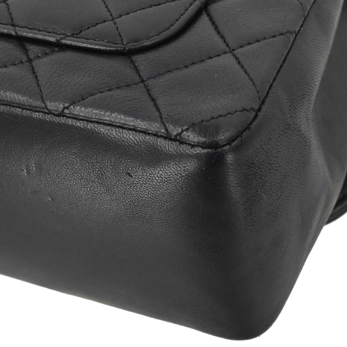 Chanel Black Lambskin Straight Flap Shoulder Bag