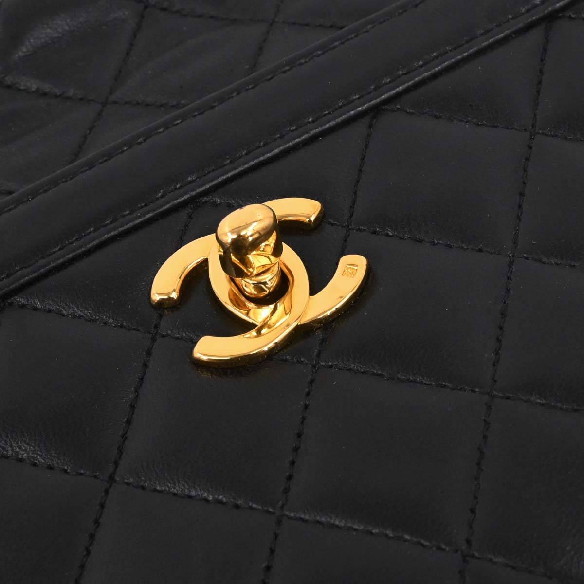 Chanel Black Lambskin Straight Flap Shoulder Bag