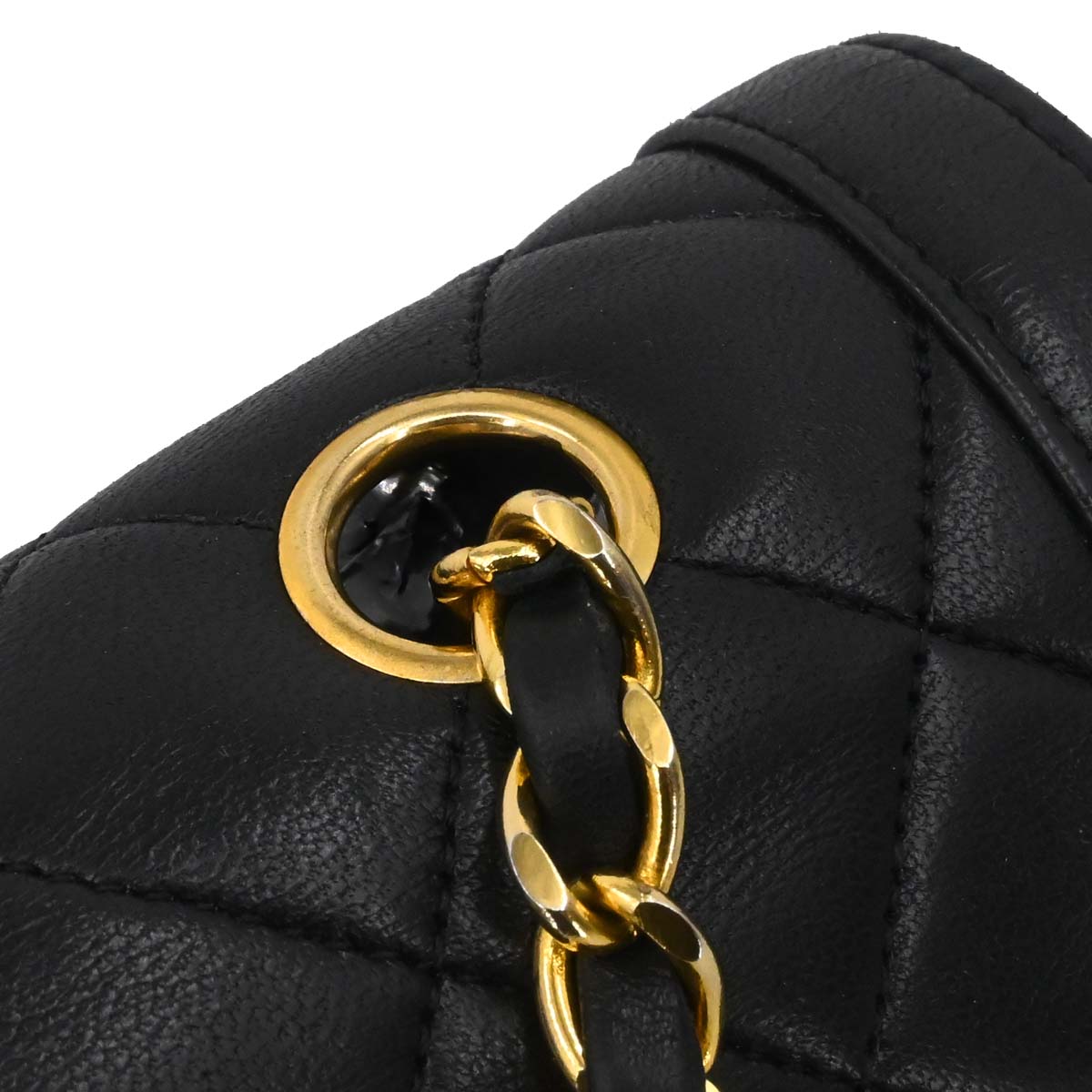 Chanel Black Lambskin Straight Flap Shoulder Bag