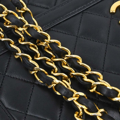 Chanel Black Lambskin Straight Flap Shoulder Bag