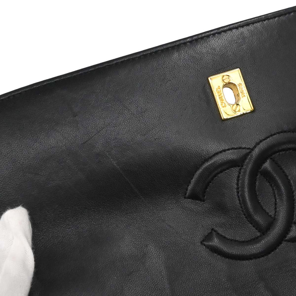 Chanel Black Lambskin Straight Flap Shoulder Bag