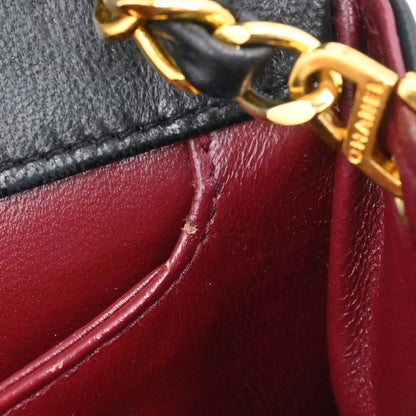 Chanel Black Lambskin Straight Flap Shoulder Bag