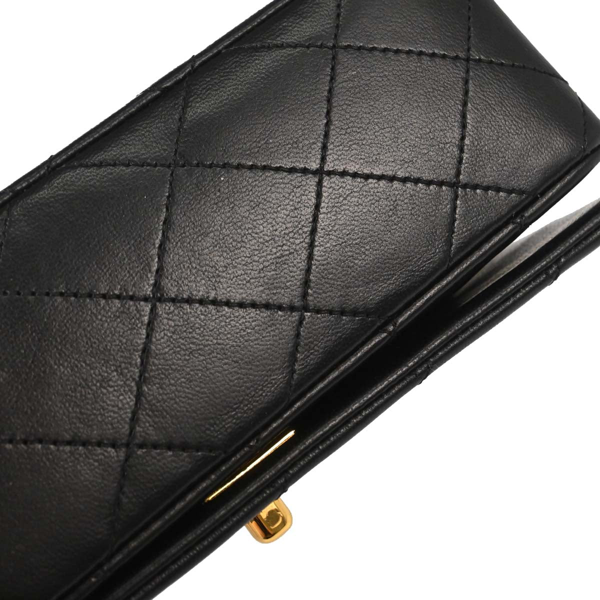 Chanel 1989-1991 Black Lambskin Turnlock Mini Full Flap Shoulder Bag