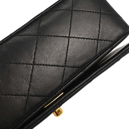 Chanel 1989-1991 Black Lambskin Turnlock Mini Full Flap Shoulder Bag