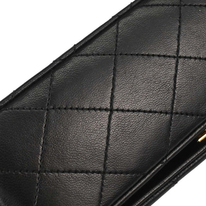 Chanel 1989-1991 Black Lambskin Turnlock Mini Full Flap Shoulder Bag