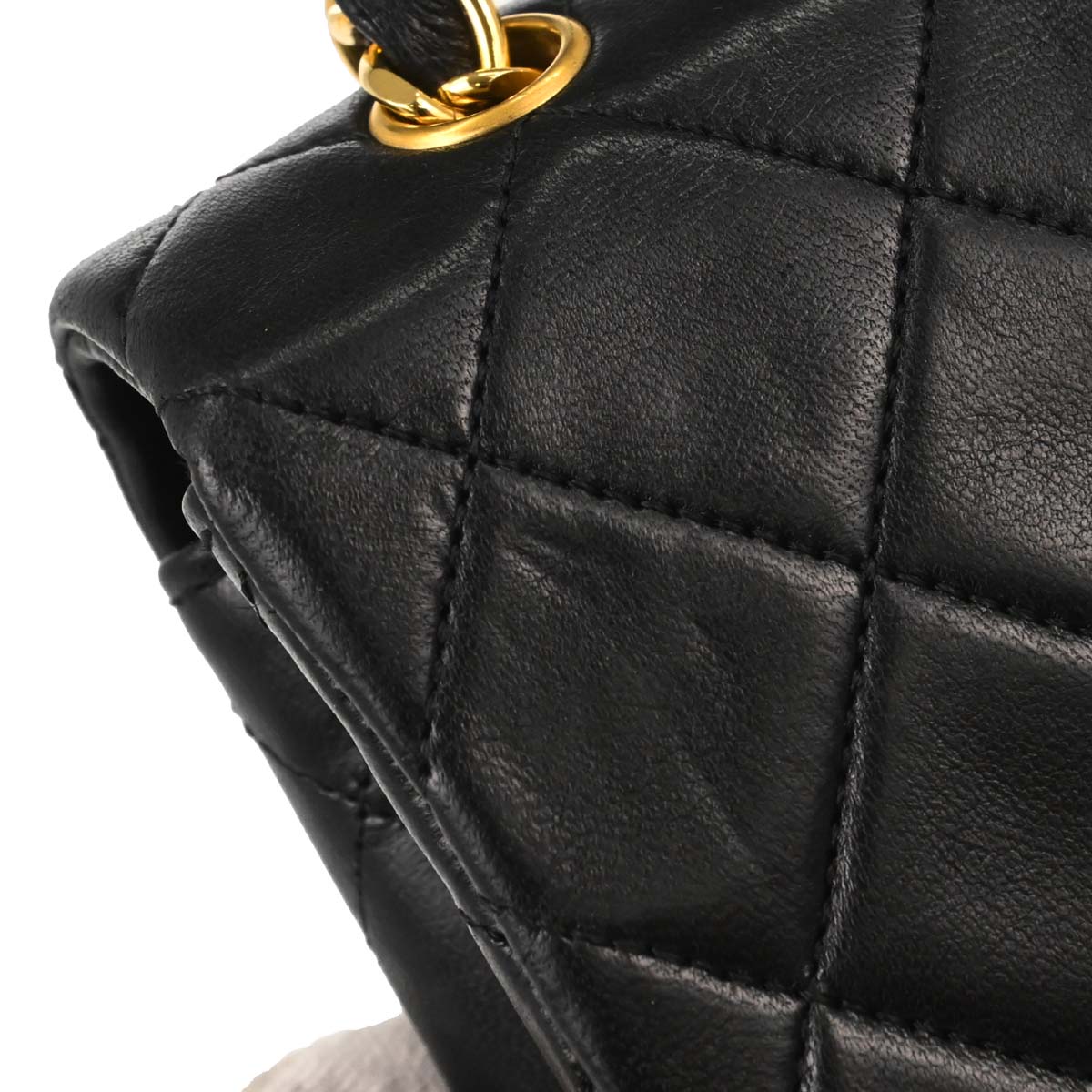 Chanel 1989-1991 Black Lambskin Turnlock Mini Full Flap Shoulder Bag