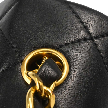 Chanel 1989-1991 Black Lambskin Turnlock Mini Full Flap Shoulder Bag