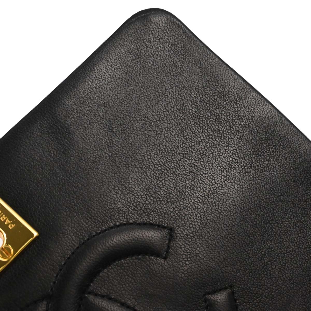 Chanel 1989-1991 Black Lambskin Turnlock Mini Full Flap Shoulder Bag