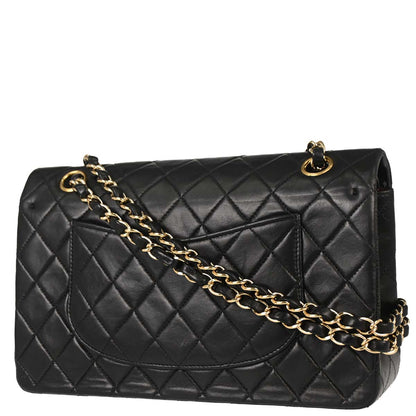 Chanel 2002-2003 Black Lambskin Medium Classic Double Flap Shoulder Bag