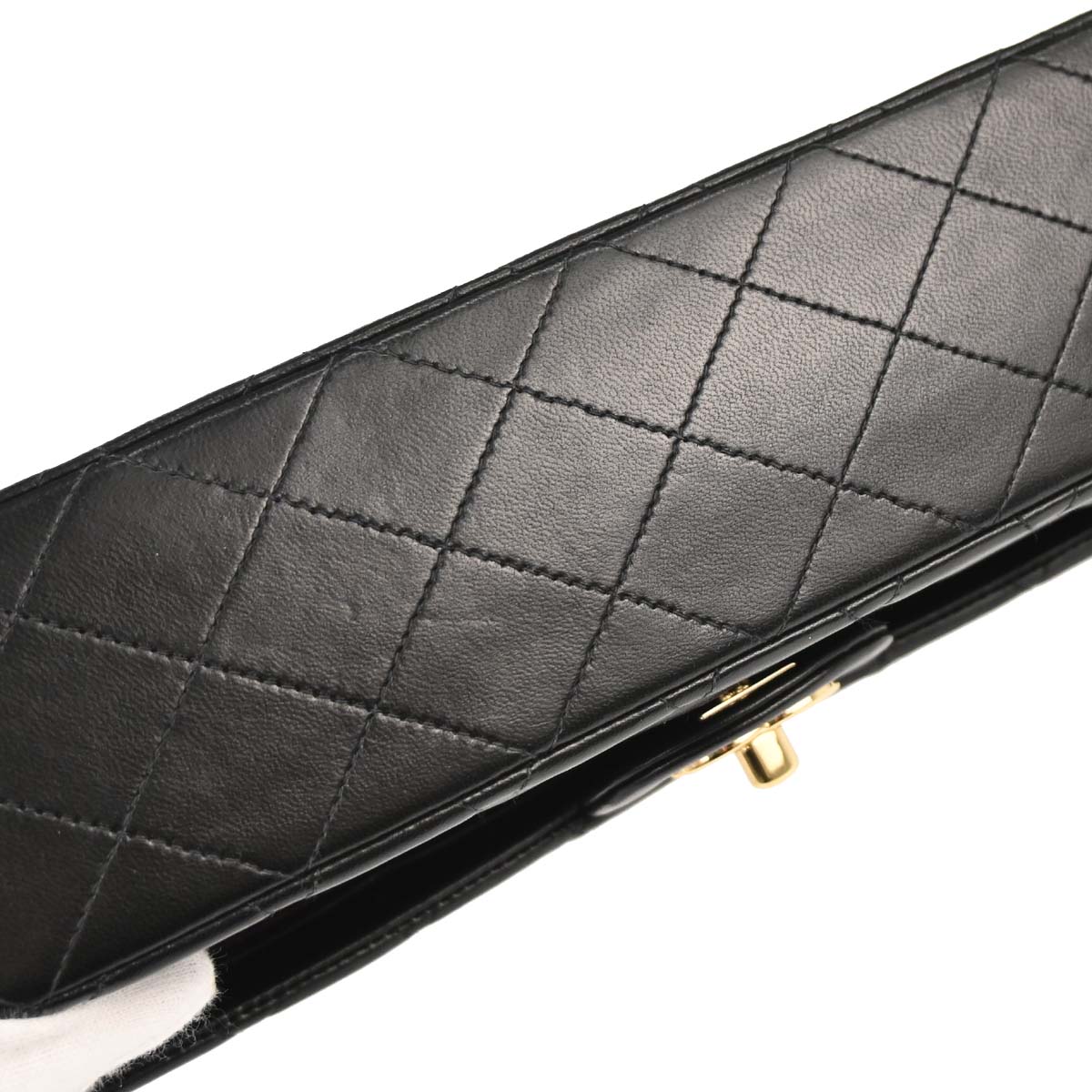 Chanel 2002-2003 Black Lambskin Medium Classic Double Flap Shoulder Bag