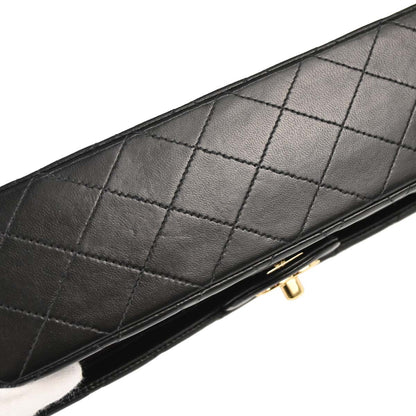Chanel 2002-2003 Black Lambskin Medium Classic Double Flap Shoulder Bag