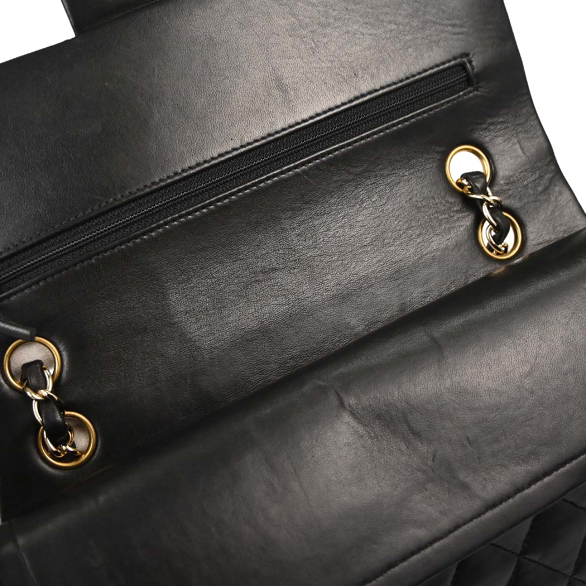 Chanel 2002-2003 Black Lambskin Medium Classic Double Flap Shoulder Bag