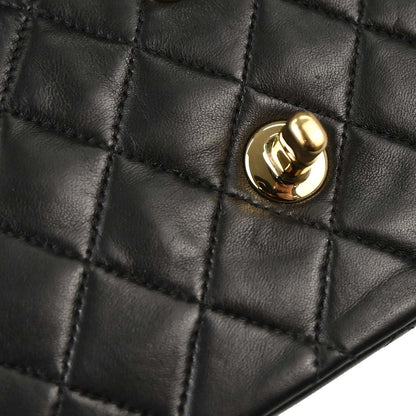 Chanel 2002-2003 Black Lambskin Medium Classic Double Flap Shoulder Bag