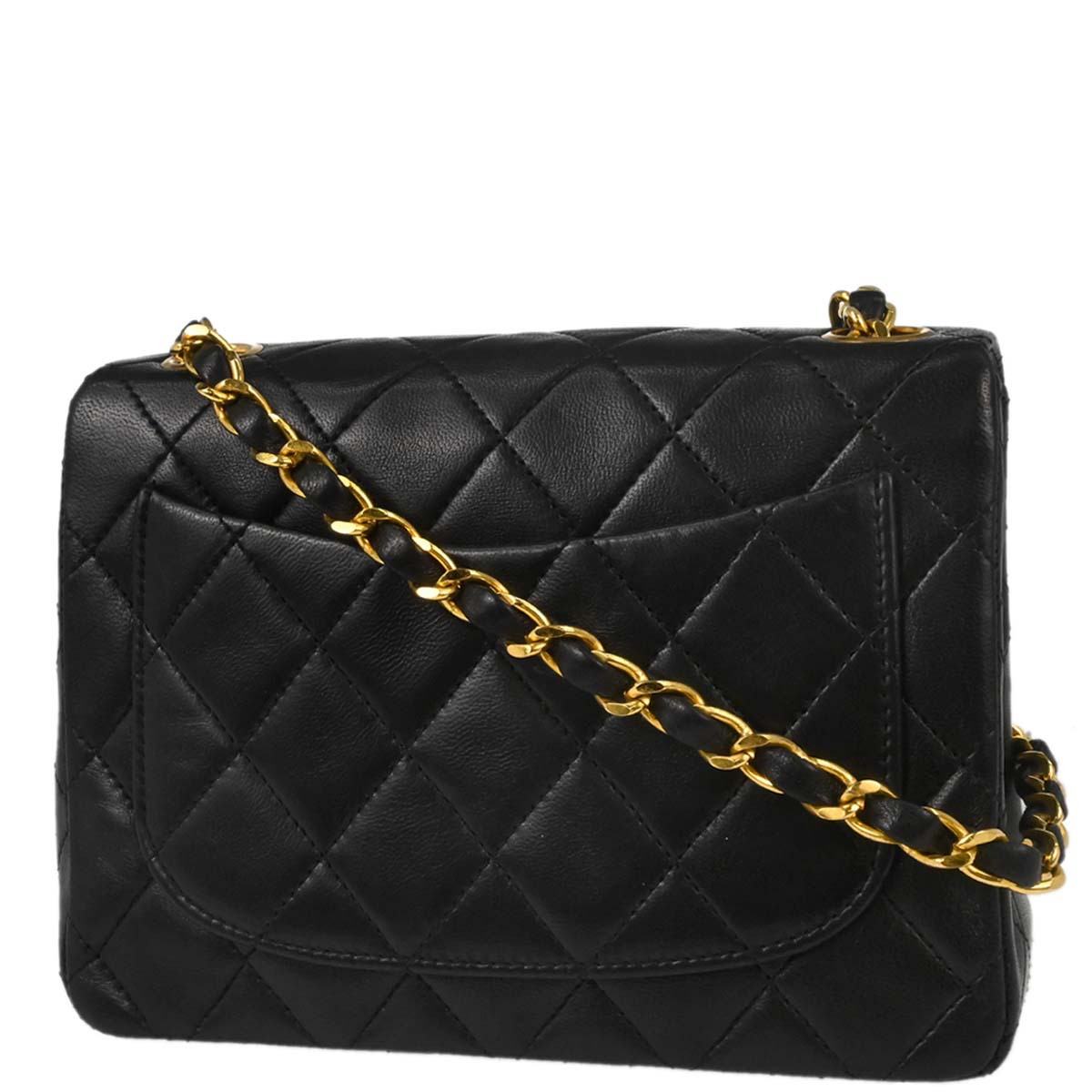 Chanel Black Lambskin Mini Classic Square Flap Shoulder Bag 17