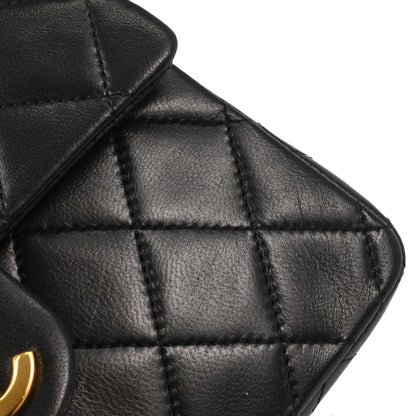 Chanel Black Lambskin Mini Classic Square Flap Shoulder Bag 17