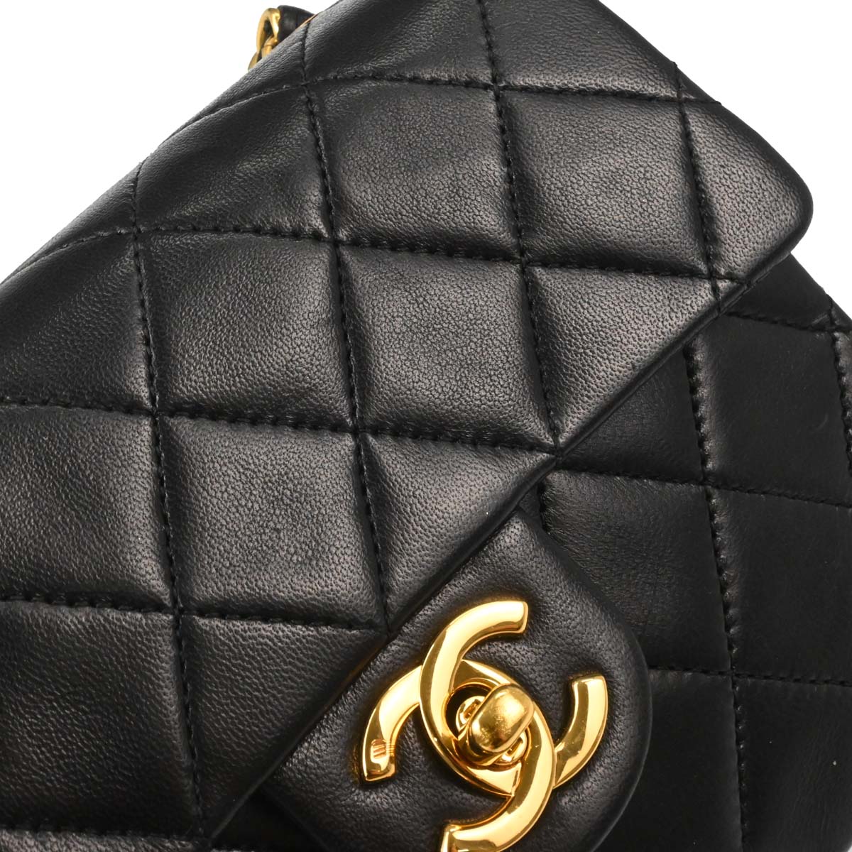 Chanel Black Lambskin Mini Classic Square Flap Shoulder Bag 17