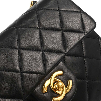 Chanel Black Lambskin Mini Classic Square Flap Shoulder Bag 17