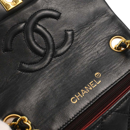 Chanel Black Lambskin Mini Classic Square Flap Shoulder Bag 17