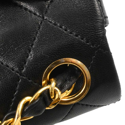 Chanel Black Lambskin Mini Classic Square Flap Shoulder Bag 17