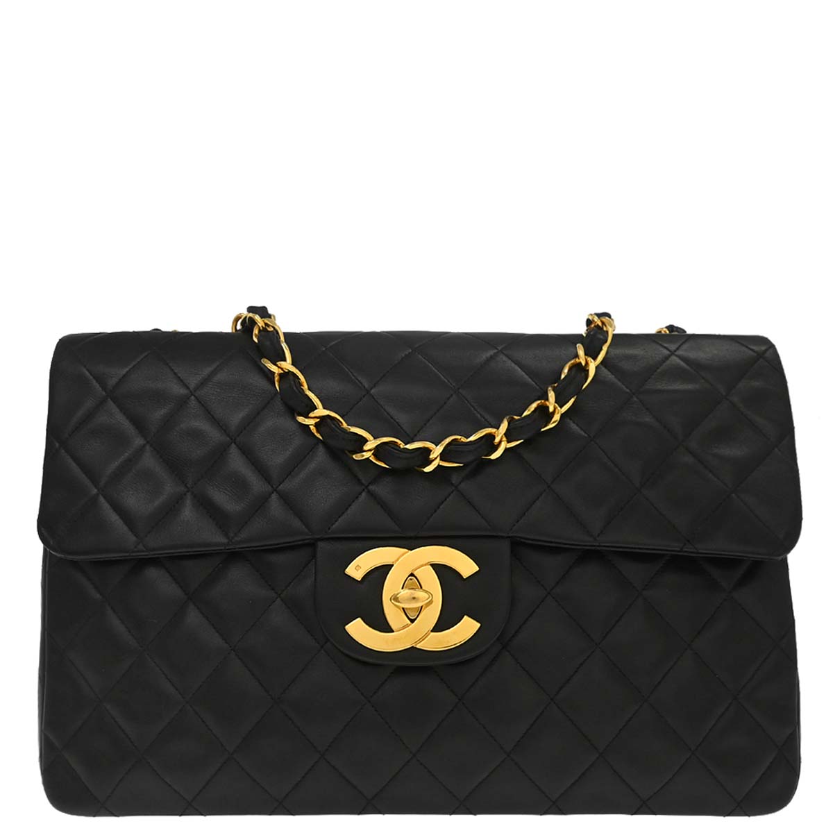 Chanel Black Lambskin Maxi Classic Flap Shoulder Bag