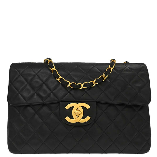 Chanel Black Lambskin Maxi Classic Flap Shoulder Bag