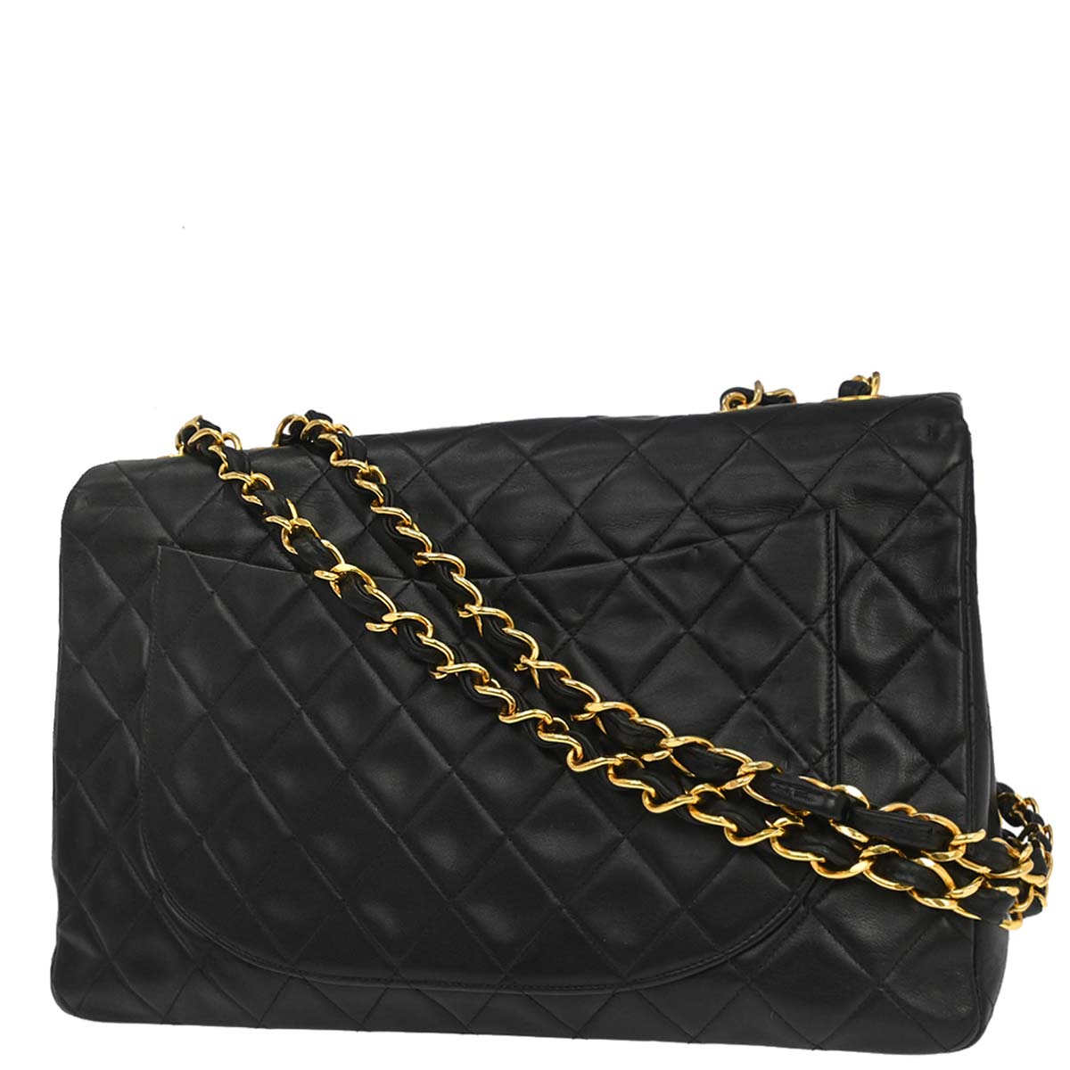 Chanel Black Lambskin Maxi Classic Flap Shoulder Bag