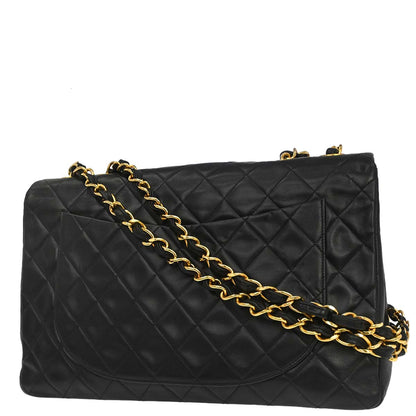 Chanel Black Lambskin Maxi Classic Flap Shoulder Bag