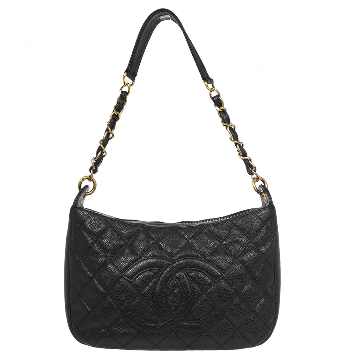 Chanel Black Caviar Skin Hobo Handbag