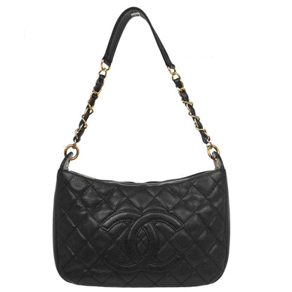 Chanel Black Caviar Skin Hobo Handbag